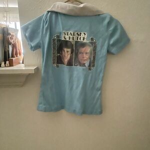 Vintage Blue Short Sleeve Tee with Retro Graphic